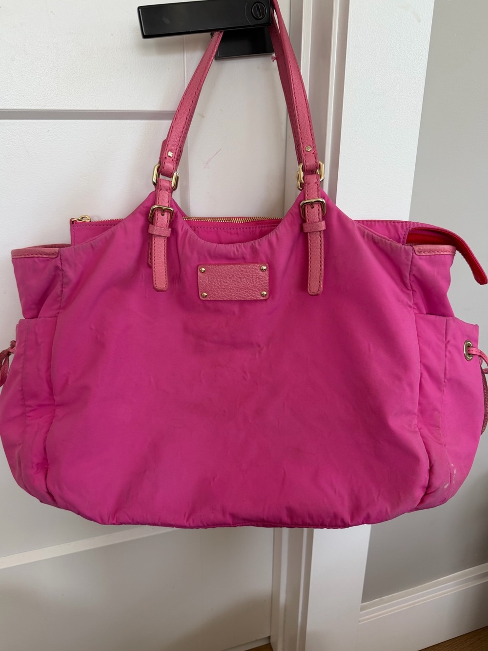 kate spade Hot Pink Nylon Tote with Leather Trim